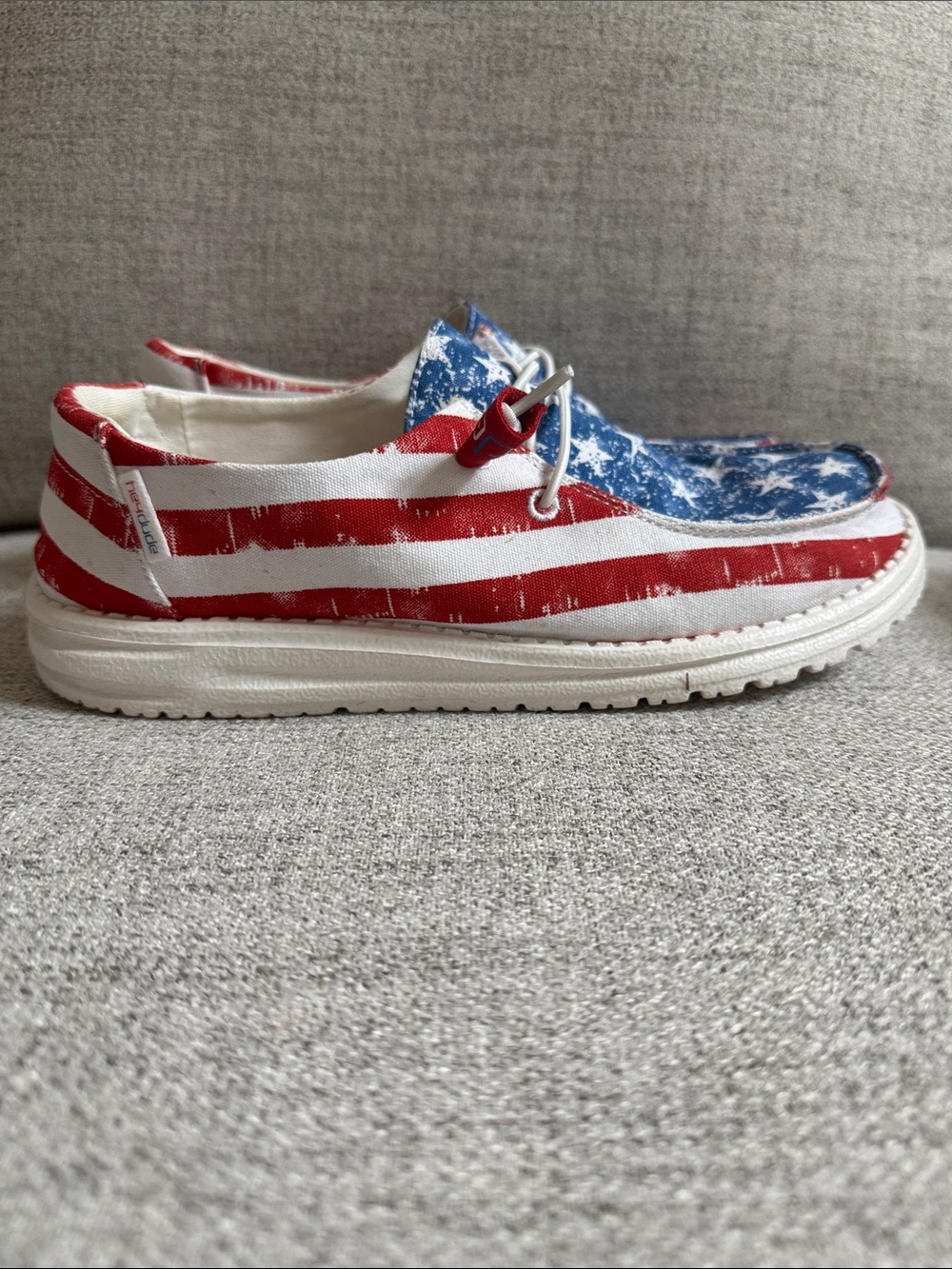 Hey Dude Women's Moccasins - Blue, Red, White Star Print - Picture 4 of 8